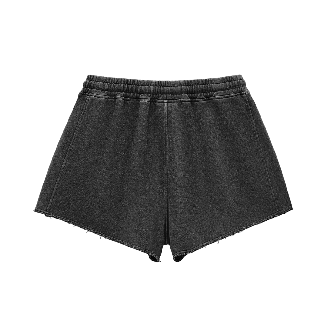 "Dispensary" - Women Snow Washed Raw Edge Drawstring Shorts